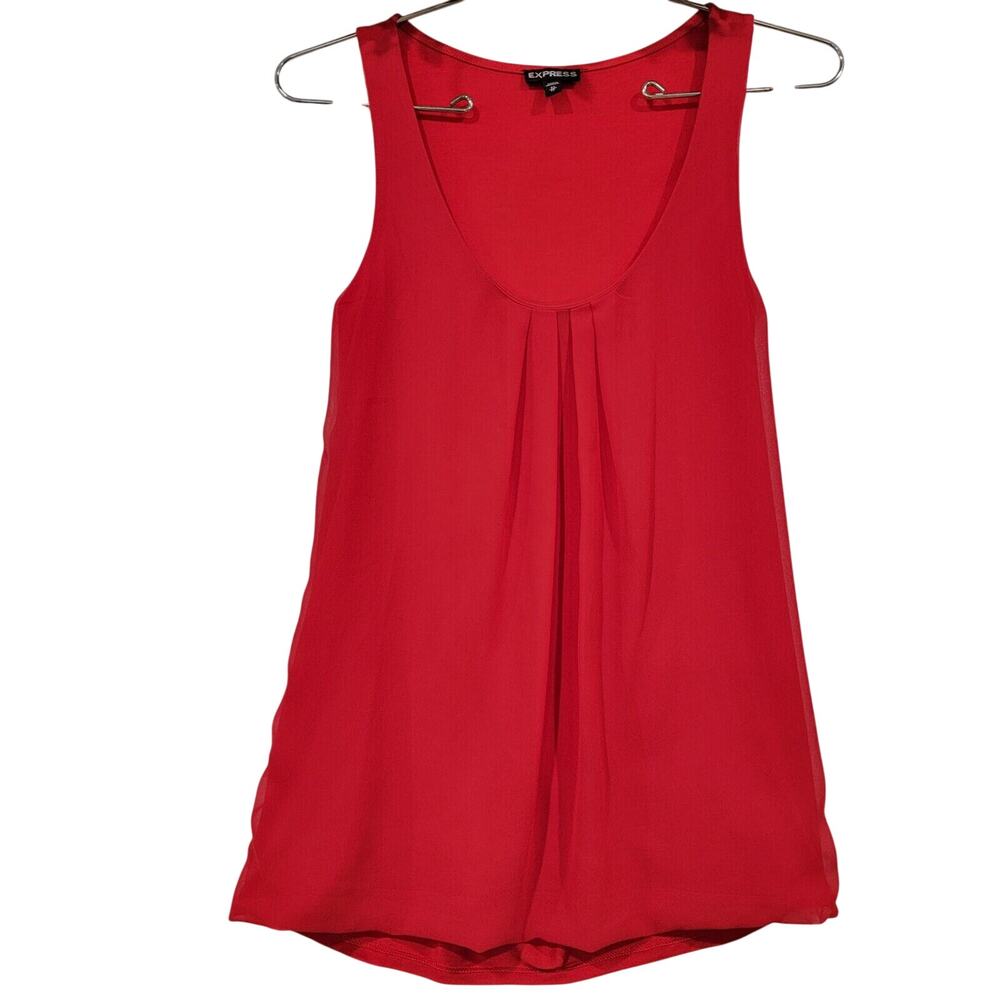 Express Womens XSmall Camisole Pleated Red Tank Top Career Elegant Minimalist